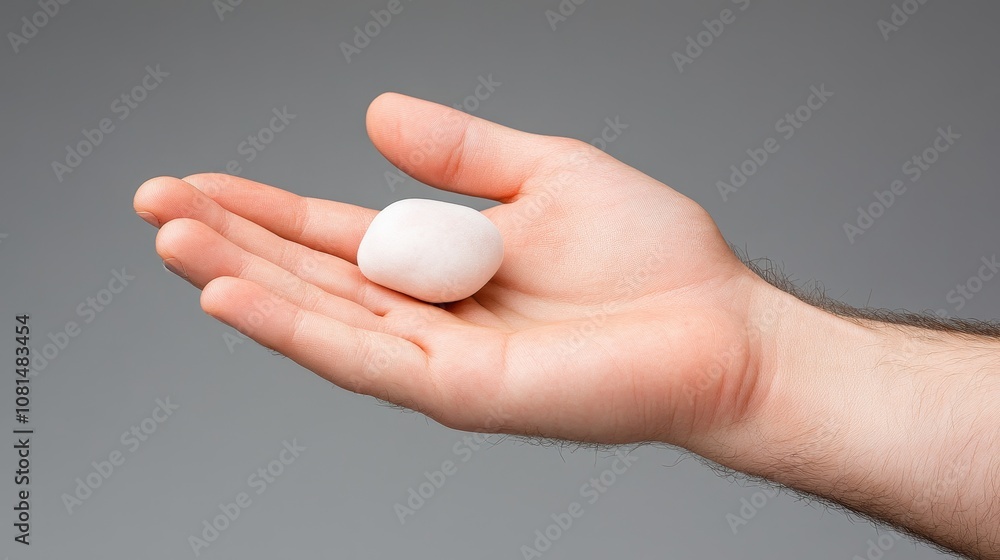 Smooth White Stone in Hand Close up Texture Nature Purity Smooth White Stone in Hand Close up Texture Nature Purity