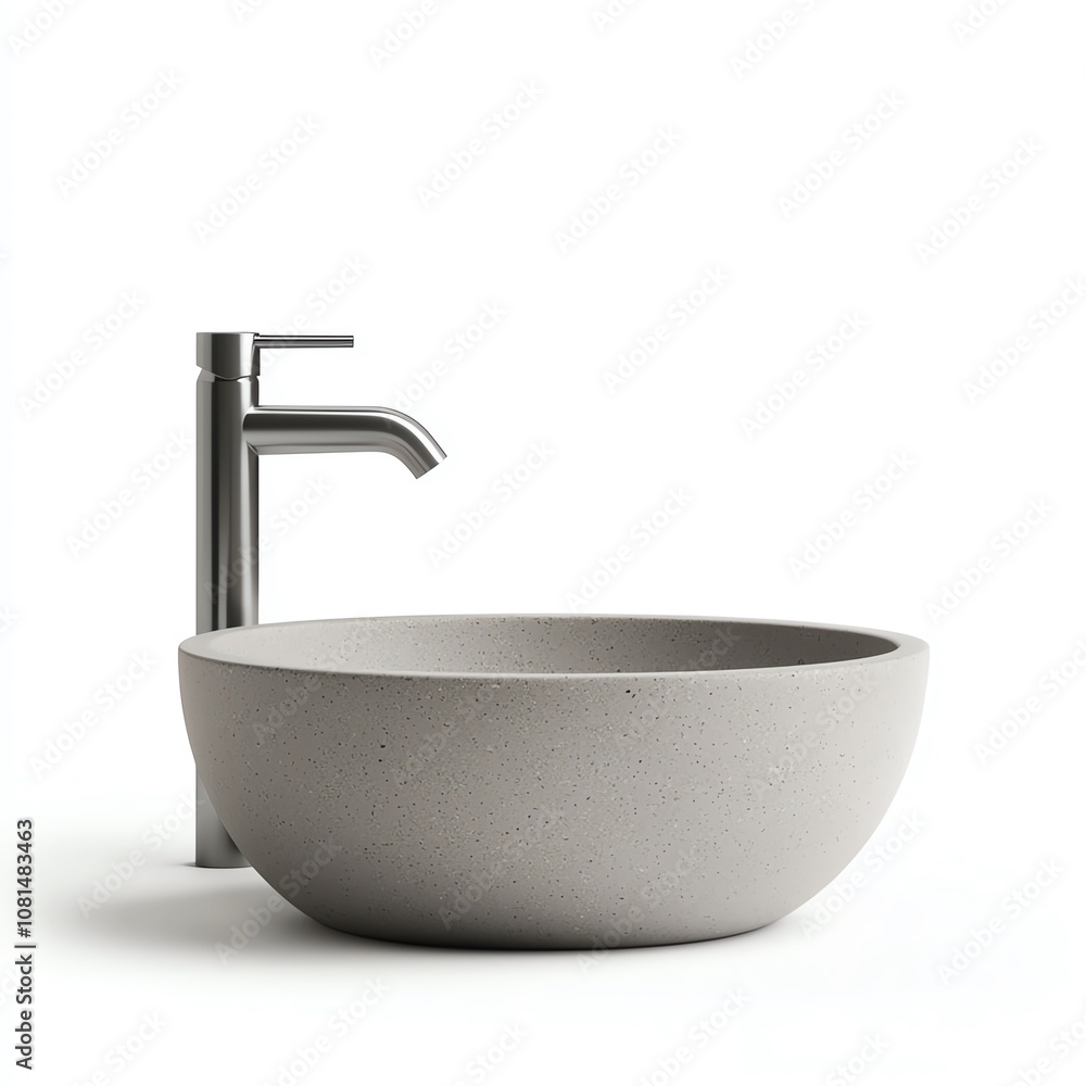 Modern concrete sink with a sleek faucet in a minimalist design for stylish bathrooms. Modern concrete sink with a sleek faucet in a minimalist design for stylish bathrooms.