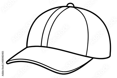 Trucker hat line art vector, Trucker cap outline illustration