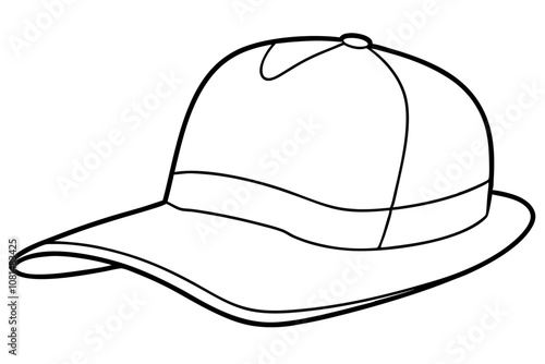 Trucker hat line art vector, Trucker cap outline illustration