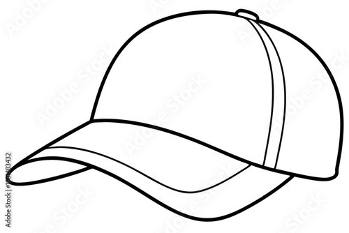 Trucker hat line art vector, Trucker cap outline illustration