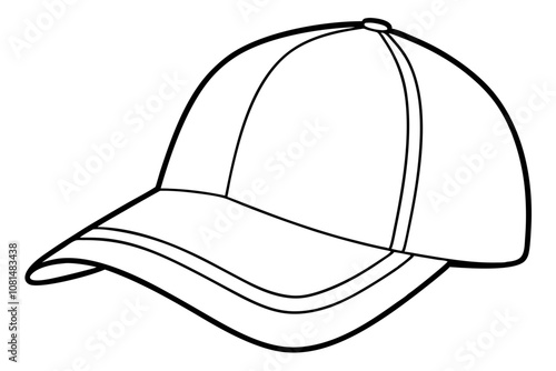 Trucker hat line art vector, Trucker cap outline illustration