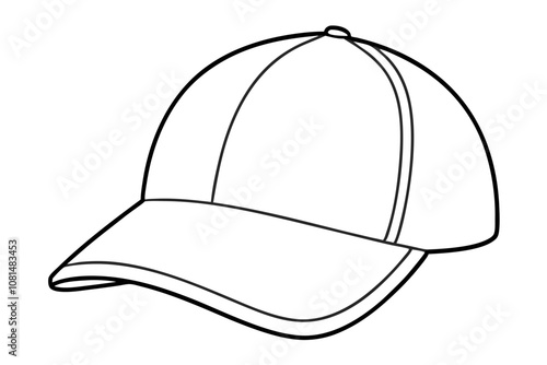 Trucker hat line art vector, Trucker cap outline illustration