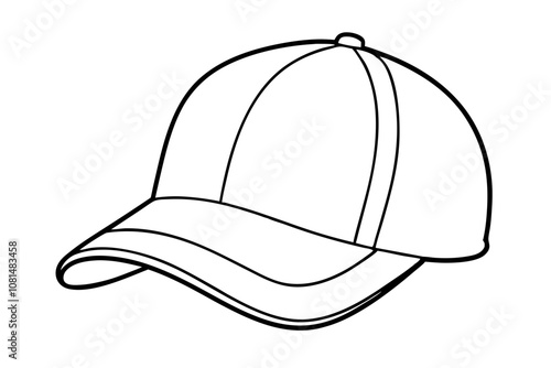 Trucker hat line art vector, Trucker cap outline illustration