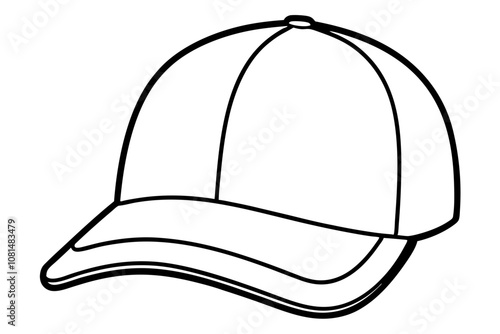 Trucker hat line art vector, Trucker cap outline illustration