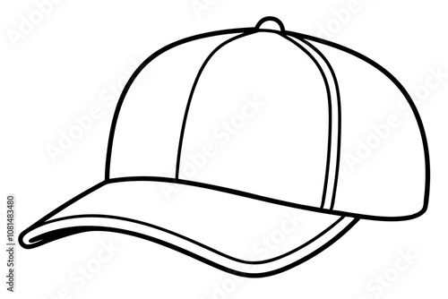 Trucker hat line art vector, Trucker cap outline illustration