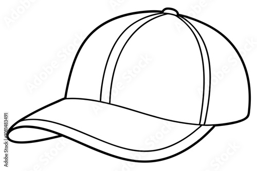 Trucker hat line art vector, Trucker cap outline illustration