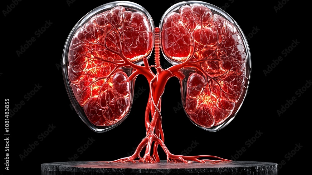 Lungs Tree of Life Human Anatomy Red Glowing Vessels 3D Render Lungs Tree of Life Human Anatomy Red Glowing Vessels 3D Render