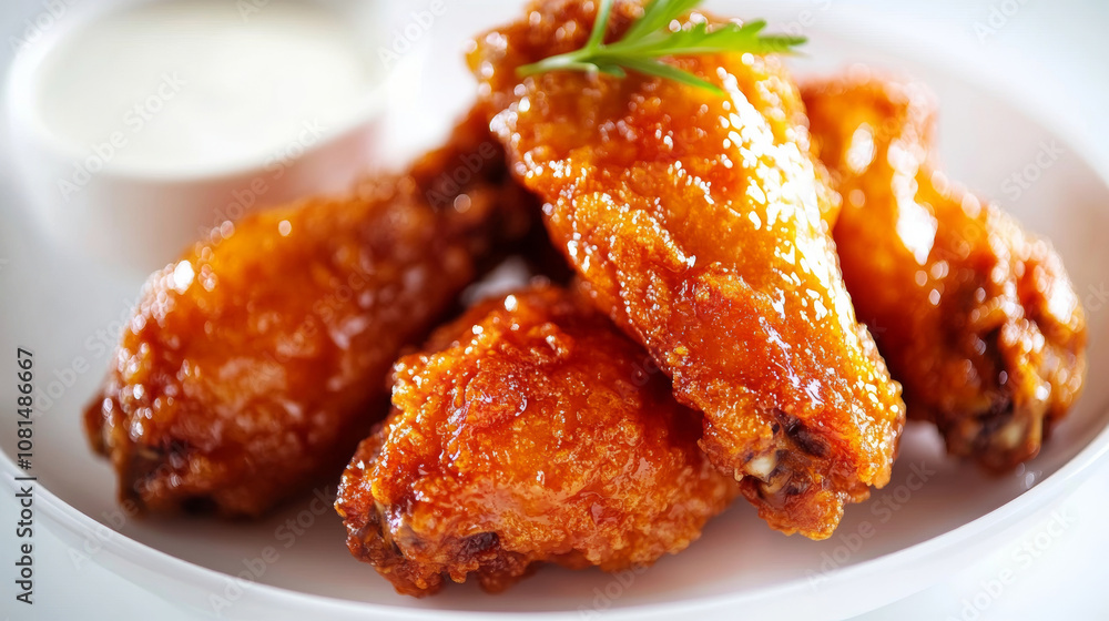 Delicious crispy korean fried chicken wings plate food photography tasty meal gourmet fashion background with copy space. for cuisine dishes restaurant recipe advertising Delicious crispy korean fried chicken wings plate food photography tasty meal gourmet fashion background with copy space. for cuisine dishes restaurant recipe advertising