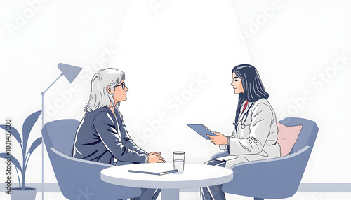 Psychologist helping to couple in her consulting room isolated highlighted by white, png photo