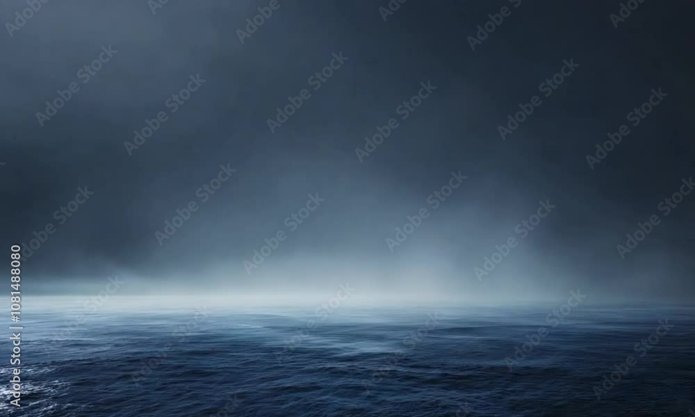 A serene, dark seascape with mist and calm waters, evoking tranquility and mystery. A serene, dark seascape with mist and calm waters, evoking tranquility and mystery.