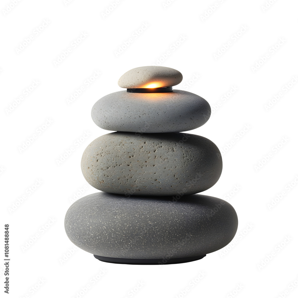 Zen Rock Table Lamp, Tranquil Stone Stacking with Candlelight Accent, transparent background Zen Rock Table Lamp, Tranquil Stone Stacking with Candlelight Accent, transparent background