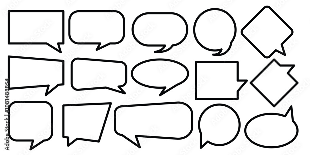 Fototapeta premium Speech Bubble icon set. Cloud speech bubbles collection . Quote box frame. Comic speech doodle. Thinking sign, chatting box or message box. 