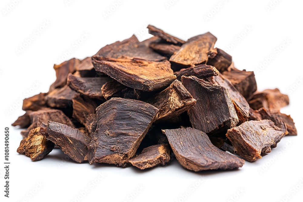 Chips for smoking meat isolated on a white background, close up Chips for smoking meat isolated on a white background, close up