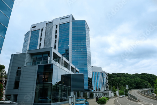 Modern office buildings wit...