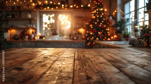 Warm Festive Kitchen with Twinkling Lights