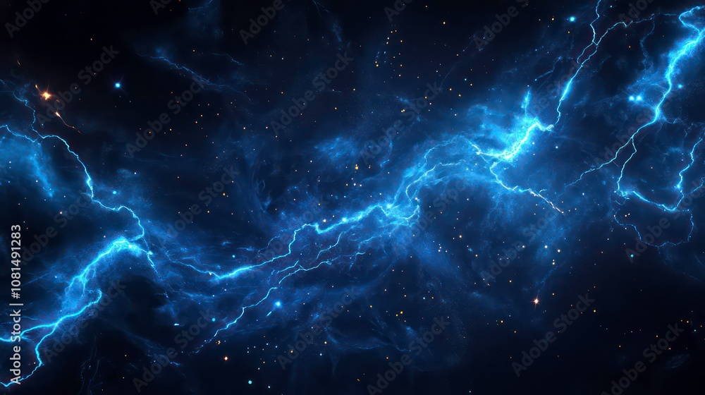 Abstract blue lightning streaks with a starry background. Abstract blue lightning streaks with a starry background.