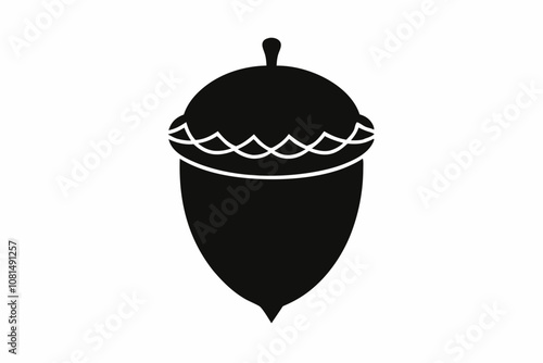acorn silhouette vector, acorn vector icon, hazel nut black icon vector 