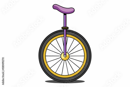 A unicycle isolated on white background vector art tllustration