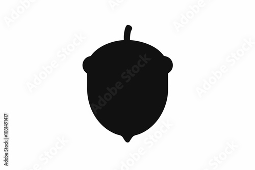 acorn silhouette vector, acorn vector icon, hazel nut black icon vector 