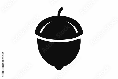 acorn silhouette vector, acorn vector icon, hazel nut black icon vector 