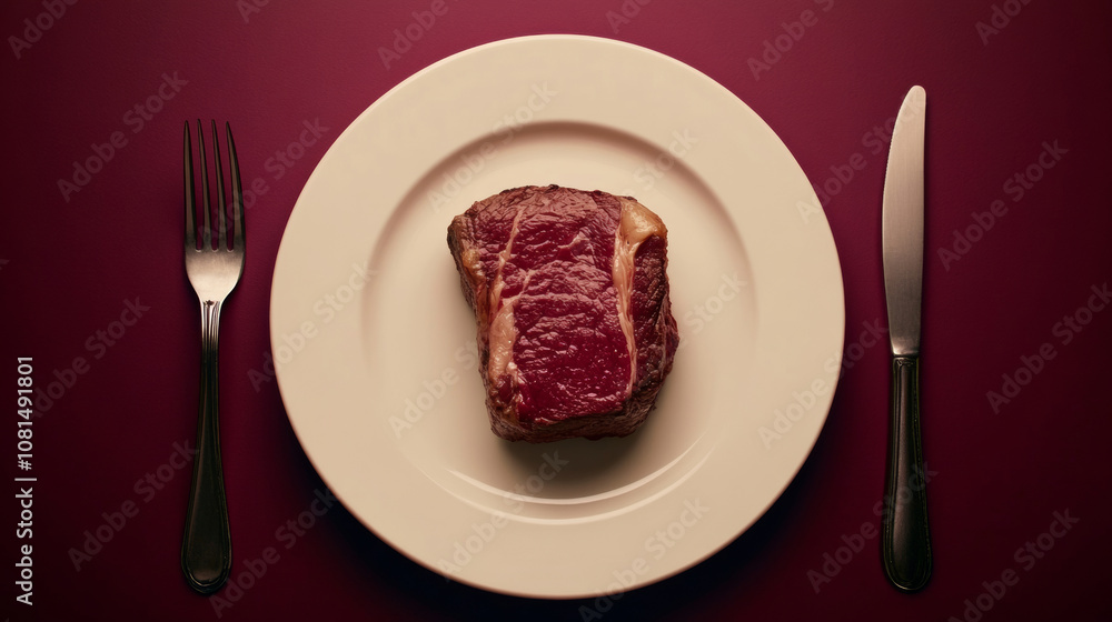 Delicious grilled beef medium rare ribeye steak plate food photography tasty meal gourmet fashion burgundy luxury background with copy space. for cuisine dishes restaurant recipe advertising Delicious grilled beef medium rare ribeye steak plate food photography tasty meal gourmet fashion burgundy luxury background with copy space. for cuisine dishes restaurant recipe advertising