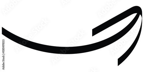 Hand drawn brush arrow vector. Black drawn curve arrow isolated. Curved arrow sign.