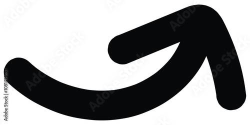 Hand drawn brush arrow vector. Black drawn curve arrow isolated. Curved arrow sign.