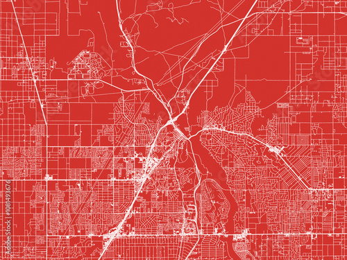 Christmas Map of Victorville California, USA in Snowy White on Festive Red Background. photo