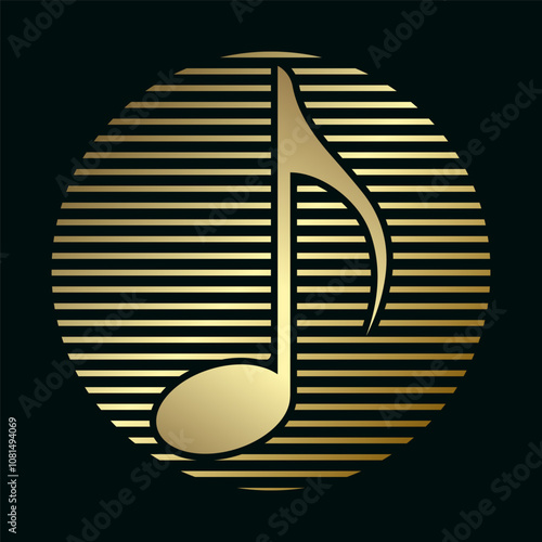 A Luxury Musical note icon vector design. A gold color of Musical key symbol. Musical note symbol vector illustration