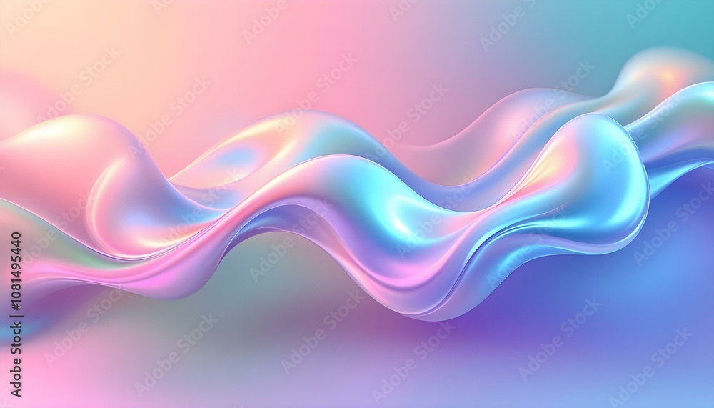 3d render of simple colorful ribbon in white background. Gradient glass effect, holographic style, fluid and organic shapes, light blue and purple color scheme, shiny metal surface. 3d wave background 3d render of simple colorful ribbon in white background. Gradient glass effect, holographic style, fluid and organic shapes, light blue and purple color scheme, shiny metal surface. 3d wave background