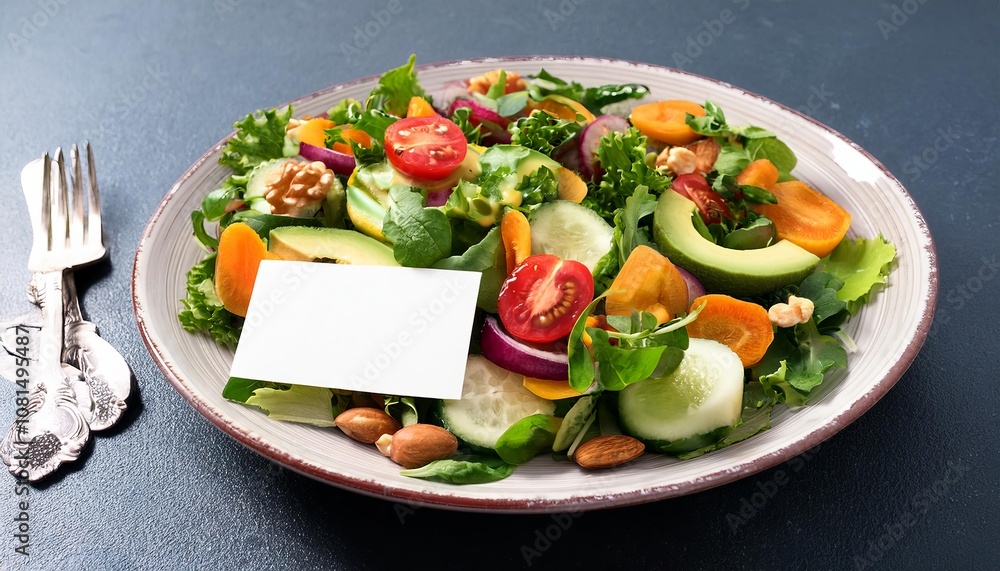plate of vegan food salad with copy paste background plate of vegan food salad with copy paste background