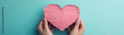 A set of hands holding a fragile paper heart, symbolizing mental health counseling and emotional healing