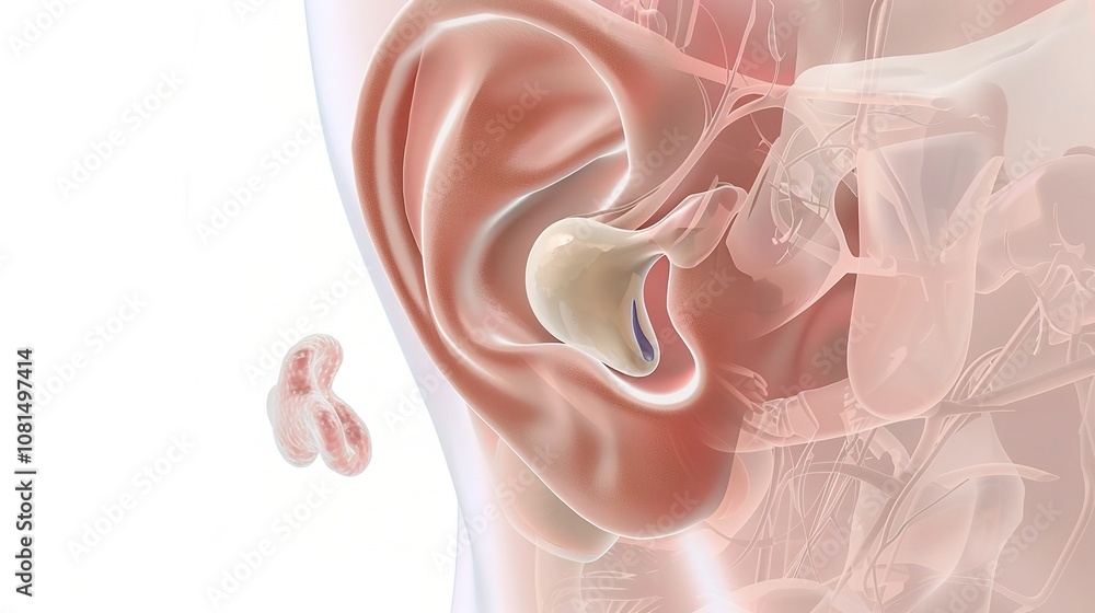 Otitis Media Scene - Earache, Redness, and Fluid in the Middle Ear. The Infected Ear with Swelling and Discomfort, Showing the Condition of Middle Ear Inflammation Otitis Media Scene - Earache, Redness, and Fluid in the Middle Ear. The Infected Ear with Swelling and Discomfort, Showing the Condition of Middle Ear Inflammation
