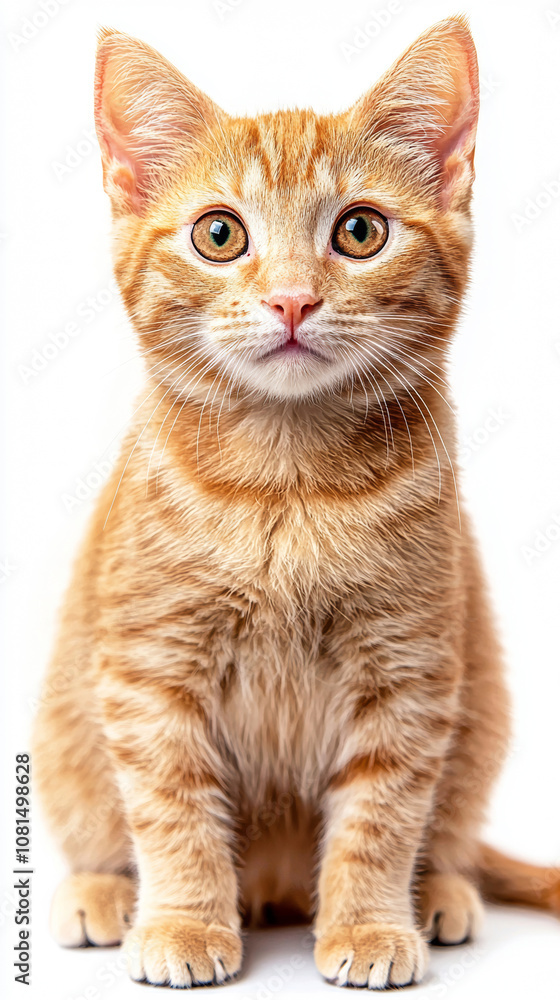 A cute cat on simple background looks at camera white background with copy space. pet fashion portrait minimalism adorable wallpaper A cute cat on simple background looks at camera white background with copy space. pet fashion portrait minimalism adorable wallpaper