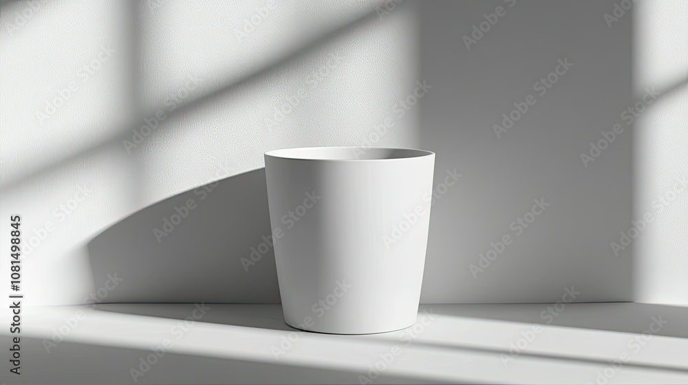 Minimalist white cup with clean lines and subtle shadow, perfect for branding Minimalist white cup with clean lines and subtle shadow, perfect for branding