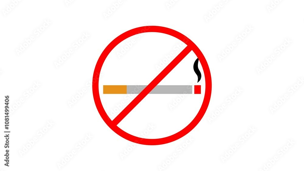No Smoking Sign Symbol Prohibition Mark on Cigarette Video Footage with Alpha Channel No Smoking Sign Symbol Prohibition Mark on Cigarette Video Footage with Alpha Channel