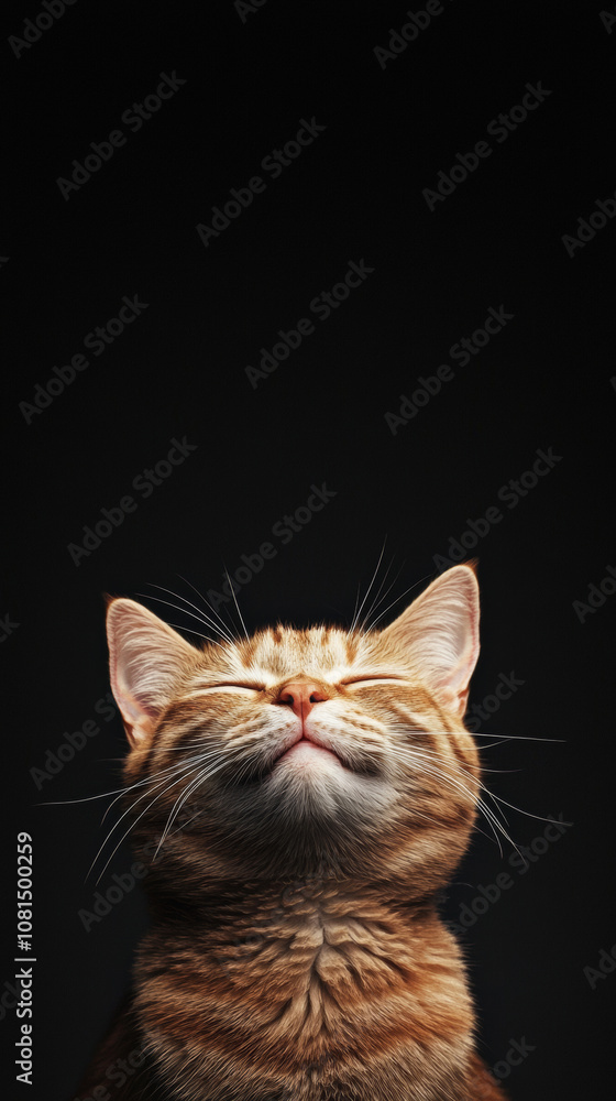 A cute cat on simple white background looks at camera black background with copy space. pet fashion portrait minimalism adorable wallpaper A cute cat on simple white background looks at camera black background with copy space. pet fashion portrait minimalism adorable wallpaper