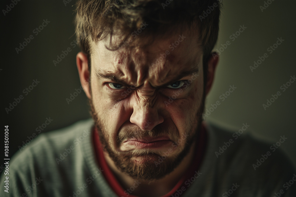 Portrait of man with angry face, Close up shot man in moody, Angry facial expression. Portrait of man with angry face, Close up shot man in moody, Angry facial expression.
