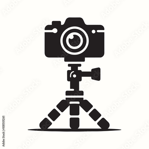 Camera stand logo vector, Camera stand silhouette vector icon black and white