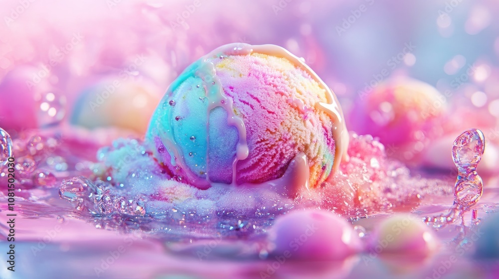 Scoop of vibrant ice cream, refreshing summer dessert concept Scoop of vibrant ice cream, refreshing summer dessert concept