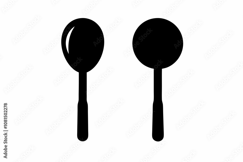 spoon vector icon, fork spoon black icon, set of kitchen utensils silhouette vector spoon vector icon, fork spoon black icon, set of kitchen utensils silhouette vector