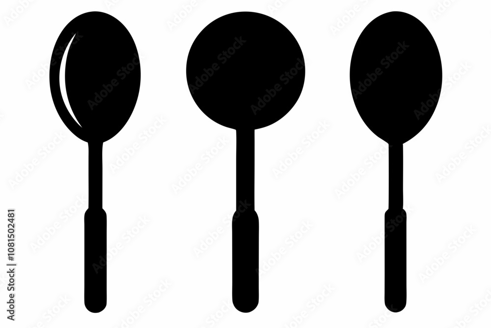 spoon vector icon, fork spoon black icon, set of kitchen utensils silhouette vector spoon vector icon, fork spoon black icon, set of kitchen utensils silhouette vector