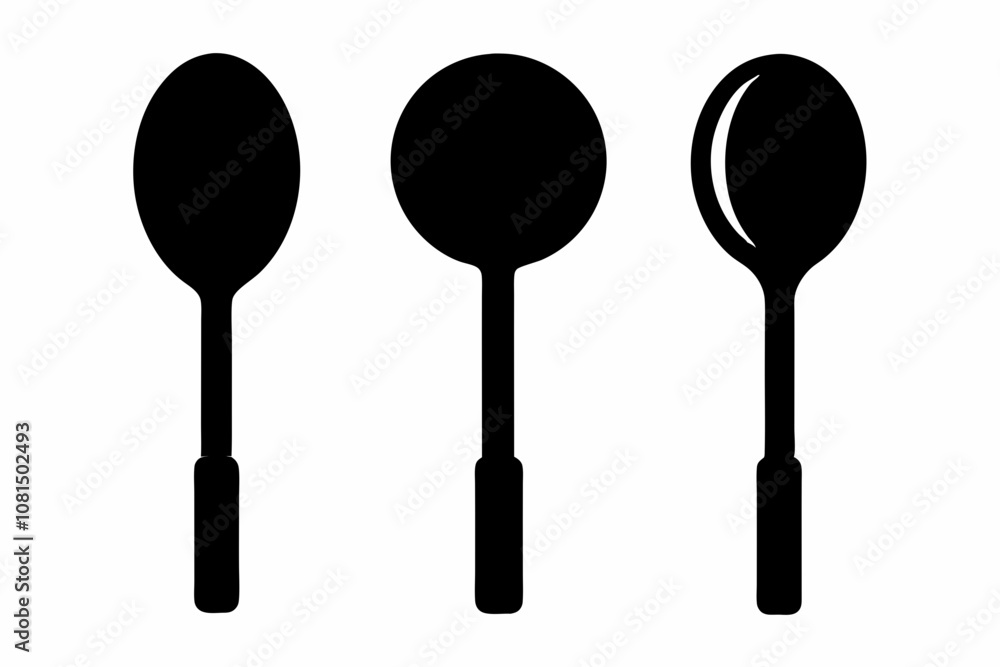 spoon vector icon, fork spoon black icon, set of kitchen utensils silhouette vector spoon vector icon, fork spoon black icon, set of kitchen utensils silhouette vector