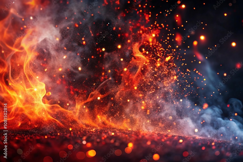 Fototapeta premium a fire burns in a dark sky with flames and fire