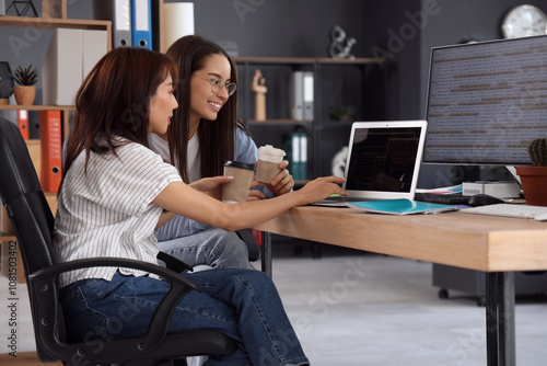 Female programmers with cof...