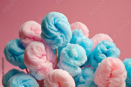 Colorful Close-Up of Fluffy Pastel Cotton Candy Balls in a Vibrant and Whimsical Arrangement
