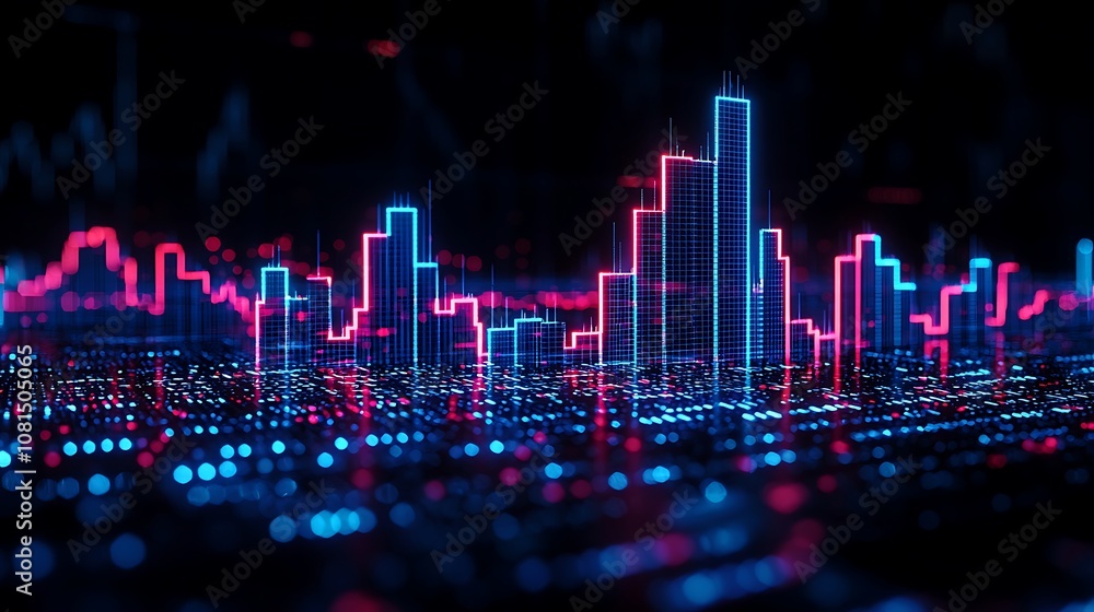 Neon Cityscape Abstract Background Digital Art Futuristic Technology Neon Cityscape Abstract Background Digital Art Futuristic Technology