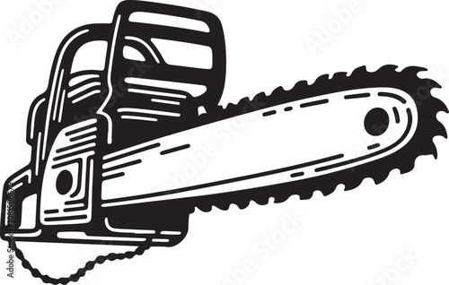 silhouette of a chain saw icon vector art illustration
