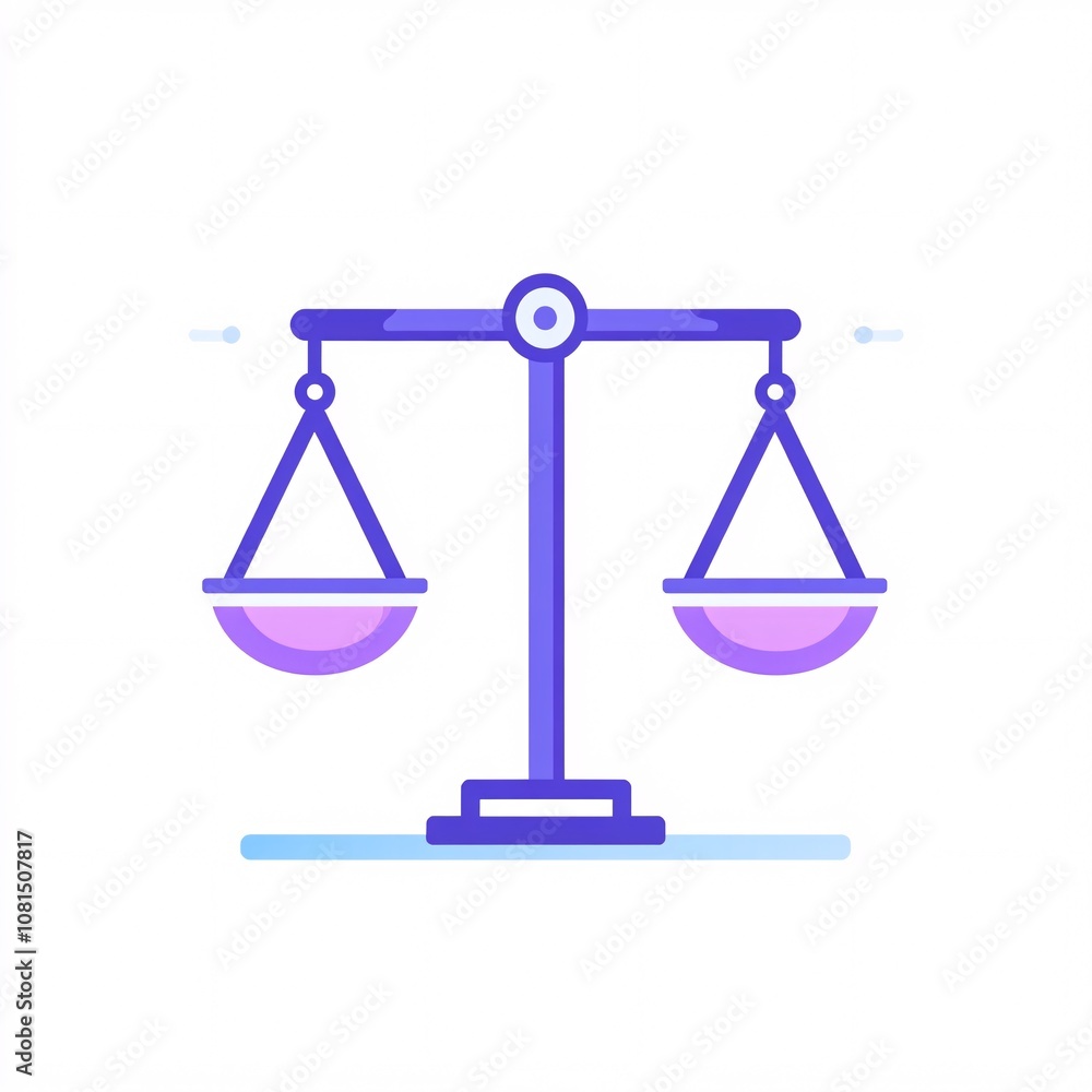 2408_017.A simple vector icon illustration depicting of metal balance scale forming seesaw, representing risk vs reward, at center for a website isolated white background 2408_017.A simple vector icon illustration depicting of metal balance scale forming seesaw, representing risk vs reward, at center for a website isolated white background